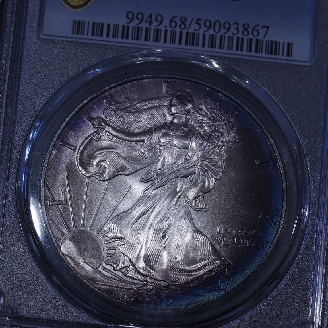 2000 Silver Eagle PCGS MS68 • Vibrant Toning • Collector-Grade Eye Appeal
