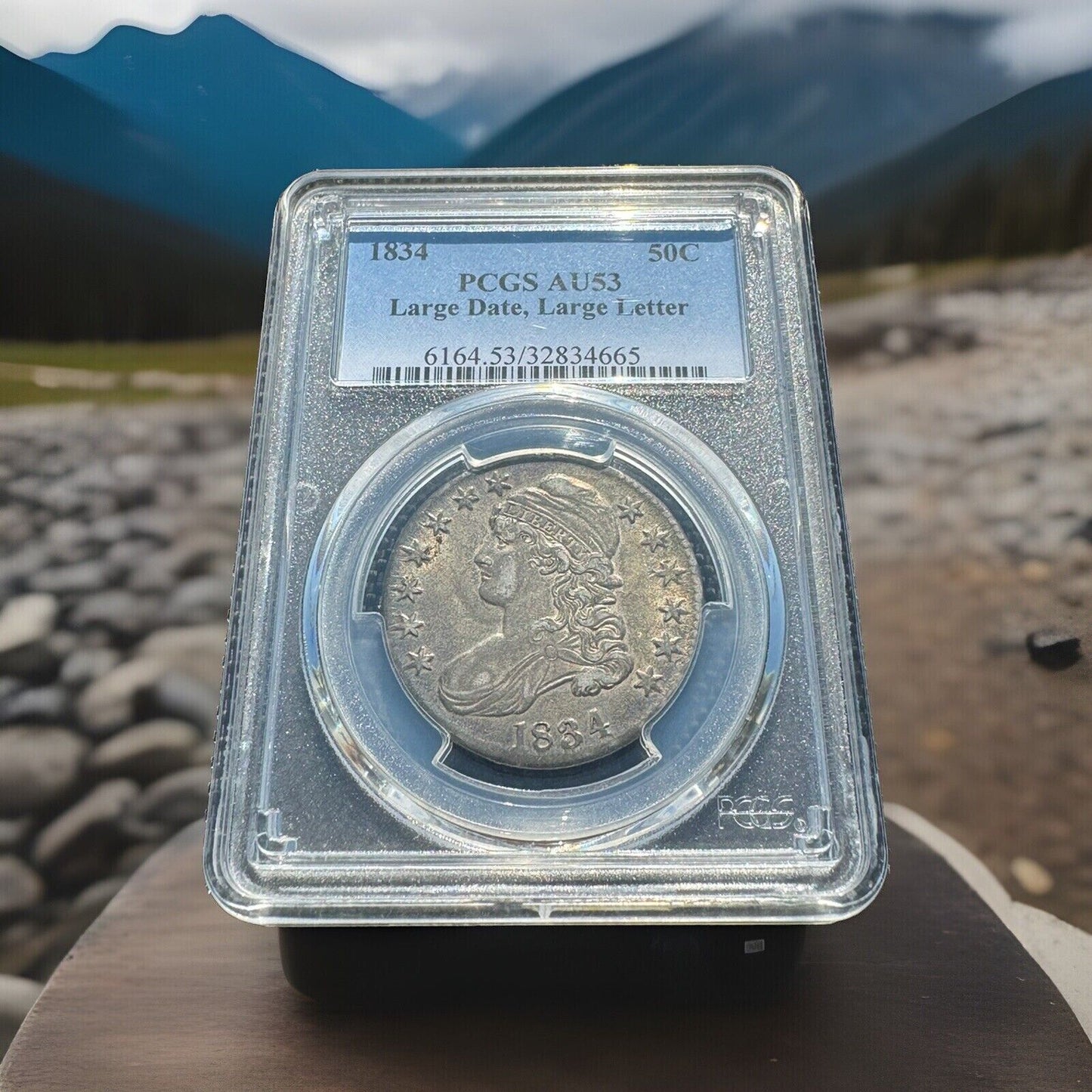 1834 Capped Bust Half Dollar 50C O-102 PCGS AU53 Large Letters & Date