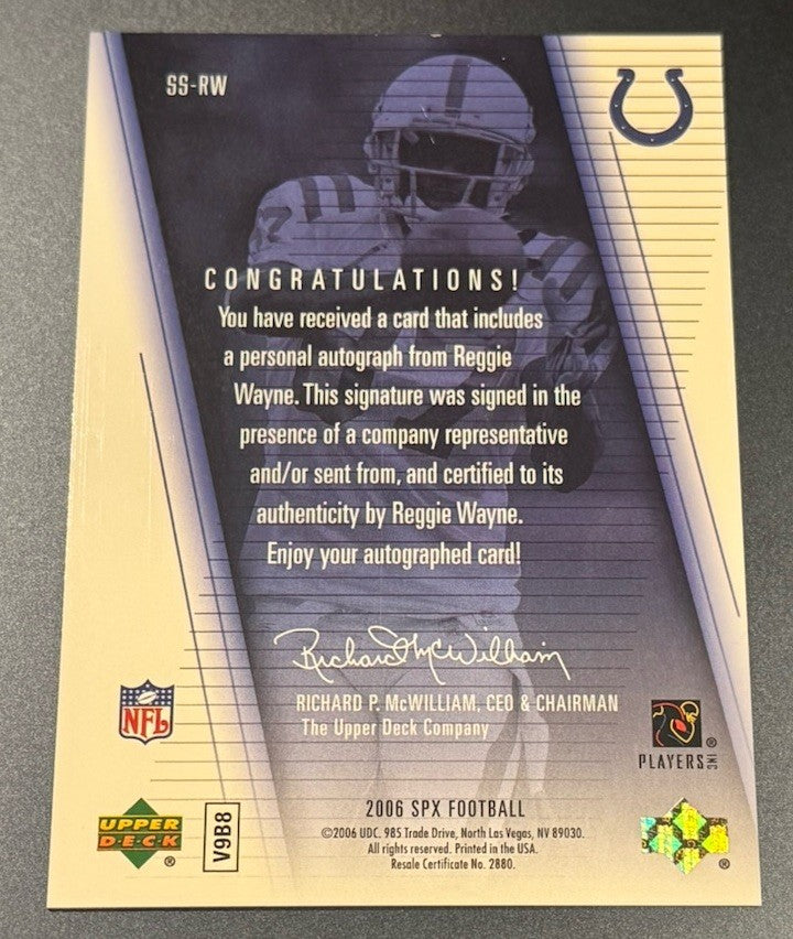2006 Upper Deck Signature Shots Reggie Wayne Auto • On-Card Colts HOF WR SSP