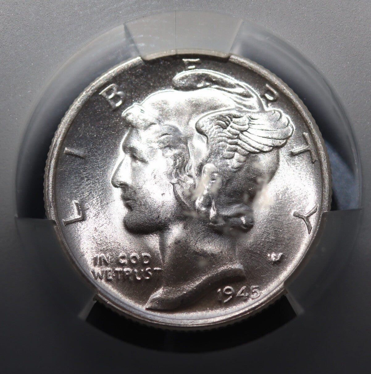 1945-S Mercury Dime Micro S 10C CAC MS65 Gem WWII San Fran