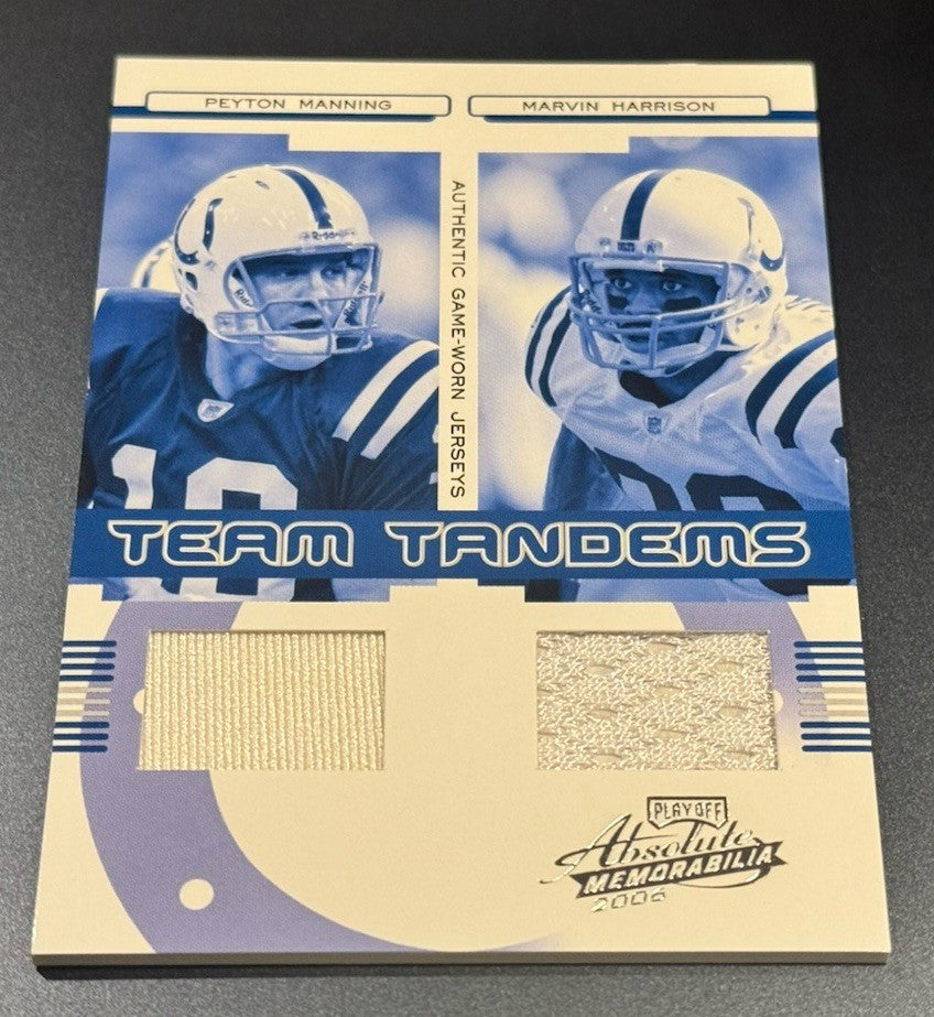 2006 Absolute Team Tandems Peyton Manning Marvin Harrison Dual Relic /100