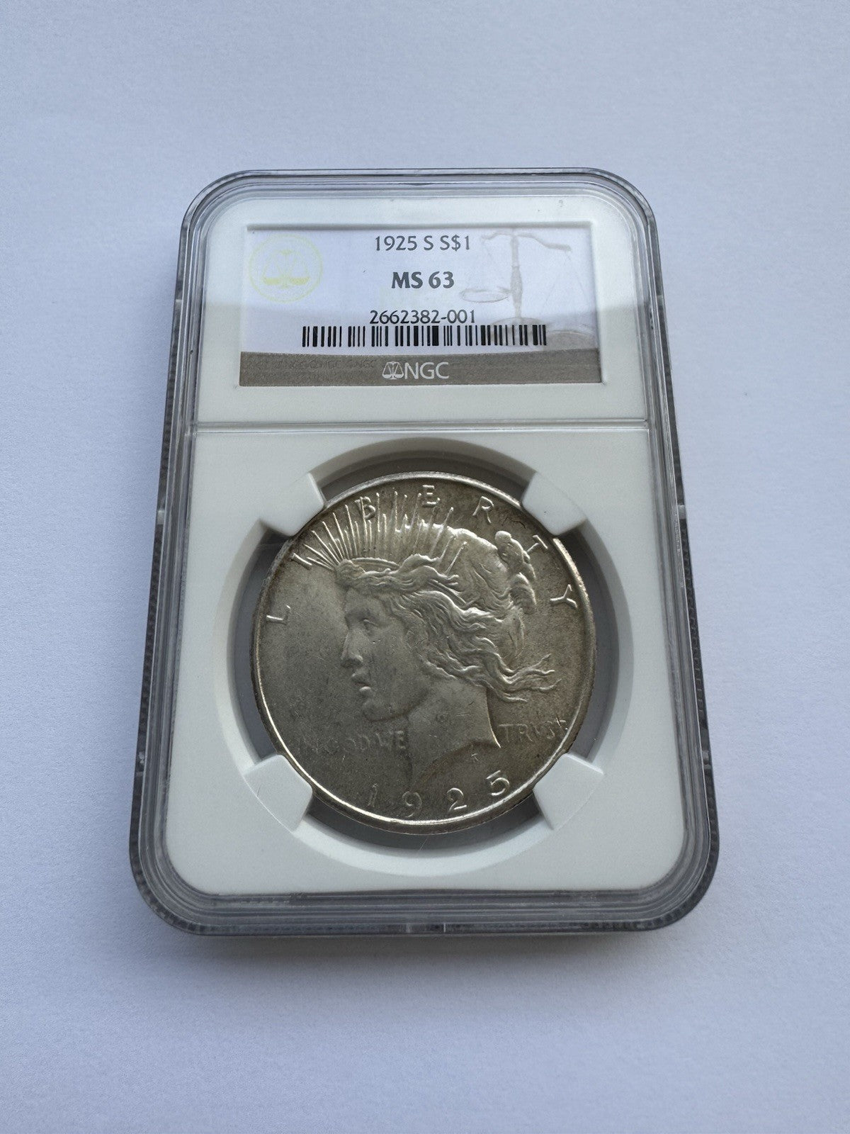 1925-S Peace Silver Dollar NGC MS 63 Certified Rare Coin Collectible