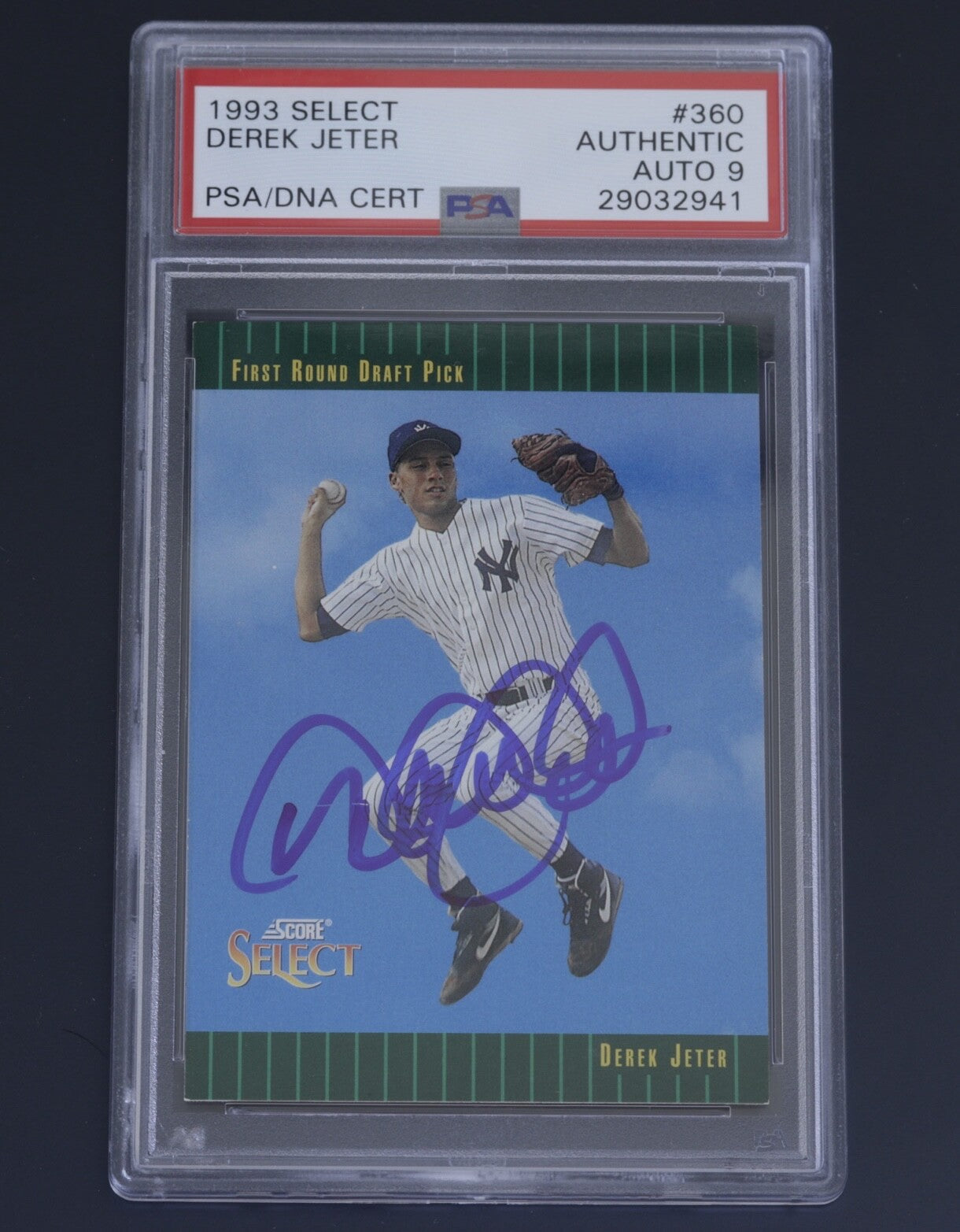 Signed 1993 Score Select Derek Jeter Rookie #360 PSA/DNA Auto 9 Yankees