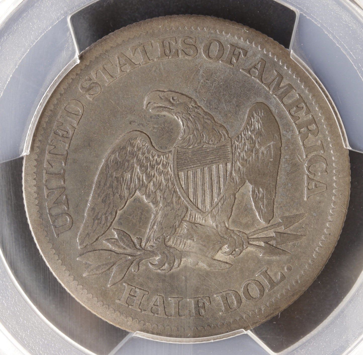 1864 Seated Liberty Half Dollar PCGS Genuine • Civil War Date VG Detail Cleaned
