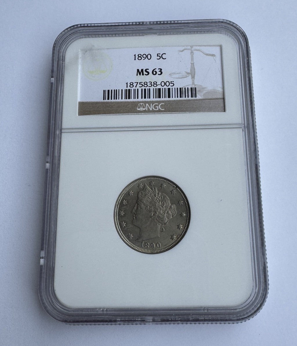 1890 Liberty "V" Nickel – NGC Graded MS63 – Early U.S. Nickel in Mint State