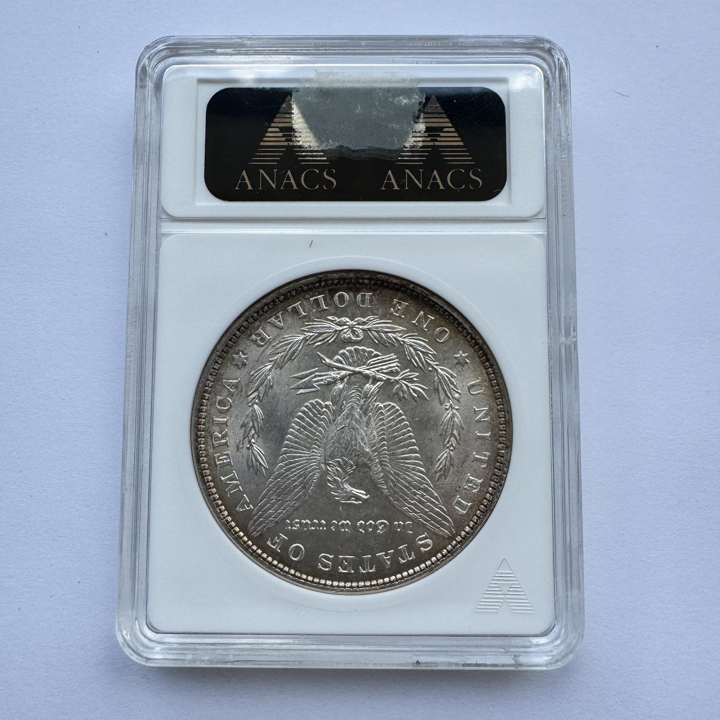 1897 Morgan Silver Dollar – ANACS MS62 – Soapbox Holder - Natural Toning