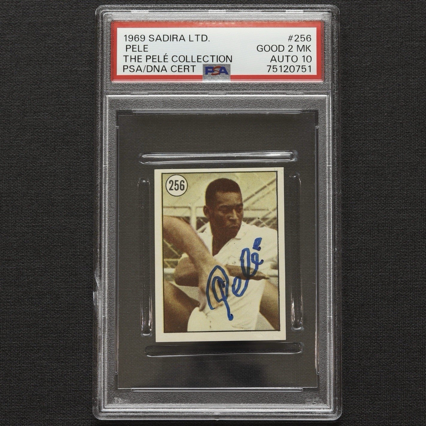 1969 Sadira Ltd. Pelé #256 • The Pelé Collection • PSA 2 MK • PSA/DNA Auto 10