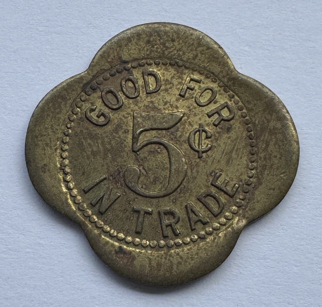 Al’s Cafe Eden Valley MN 5¢ Brass Trade Token – Vintage Minnesota Token
