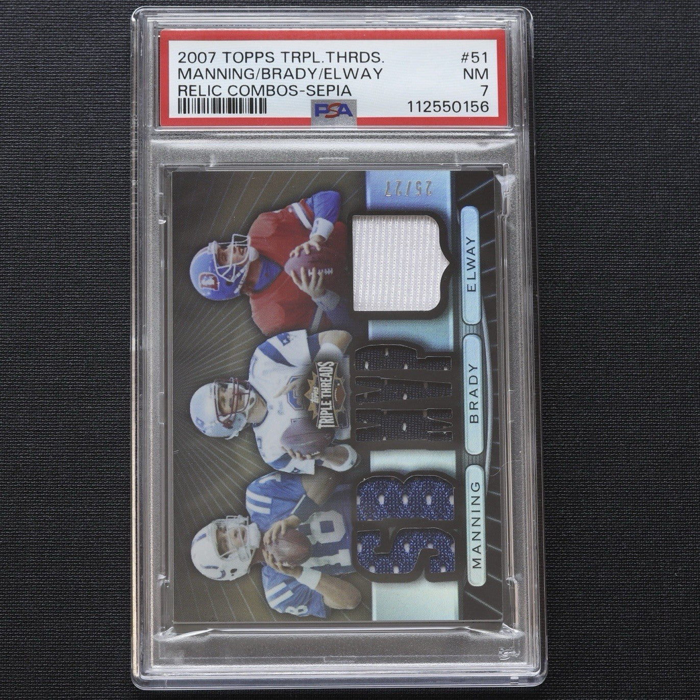 2007 Topps Triple Threads Sepia Relic #/27 Manning Brady Elway PSA 7 POP 1 🔥