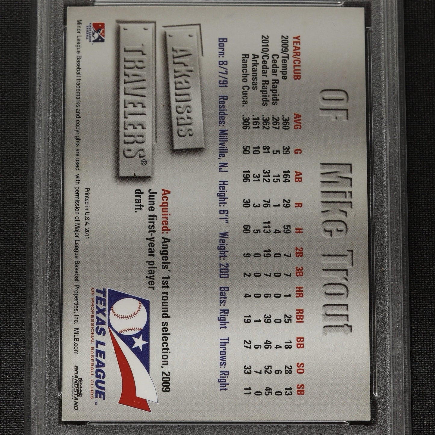 2011 Grandstand Mike Trout Auto • Texas League Top Prospect • PSA/DNA Authentic