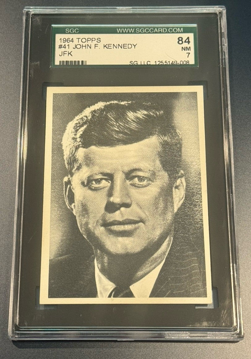 📸 1964 Topps JFK #41 SGC 7 • Presidential Portrait • Early Life Bio Back
