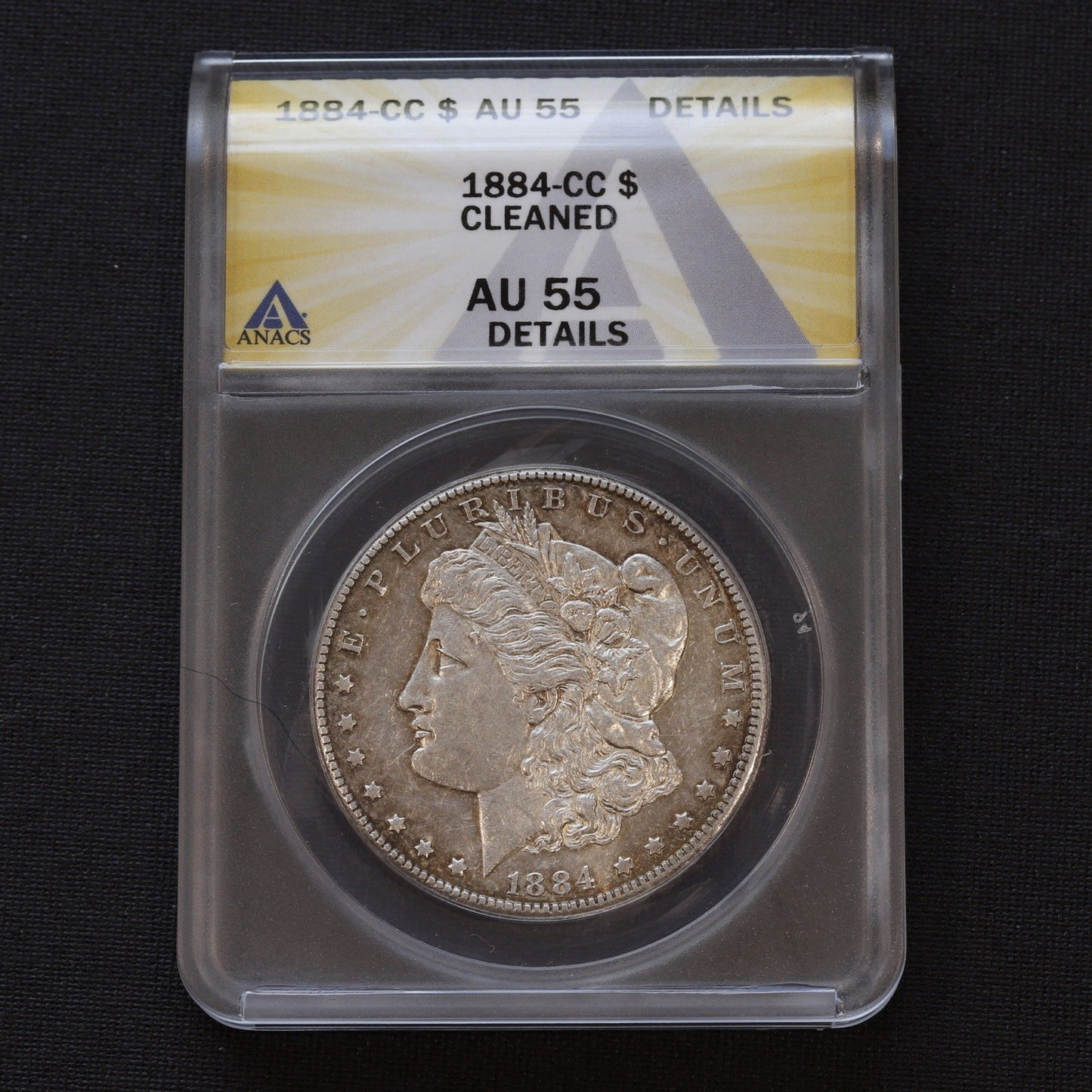 1884-CC Morgan Silver Dollar $1 ANACS AU55 Details • Cleaned • Carson City Mint