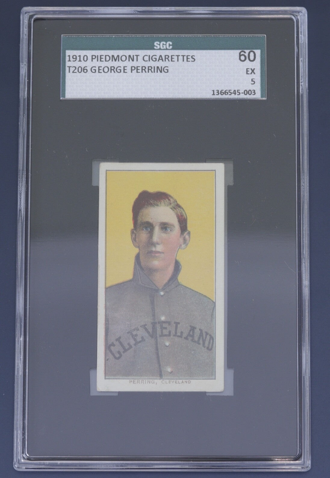 1909 - 1910 T206 George Perring Piedmont SGC 5 EX Cleveland Portrait