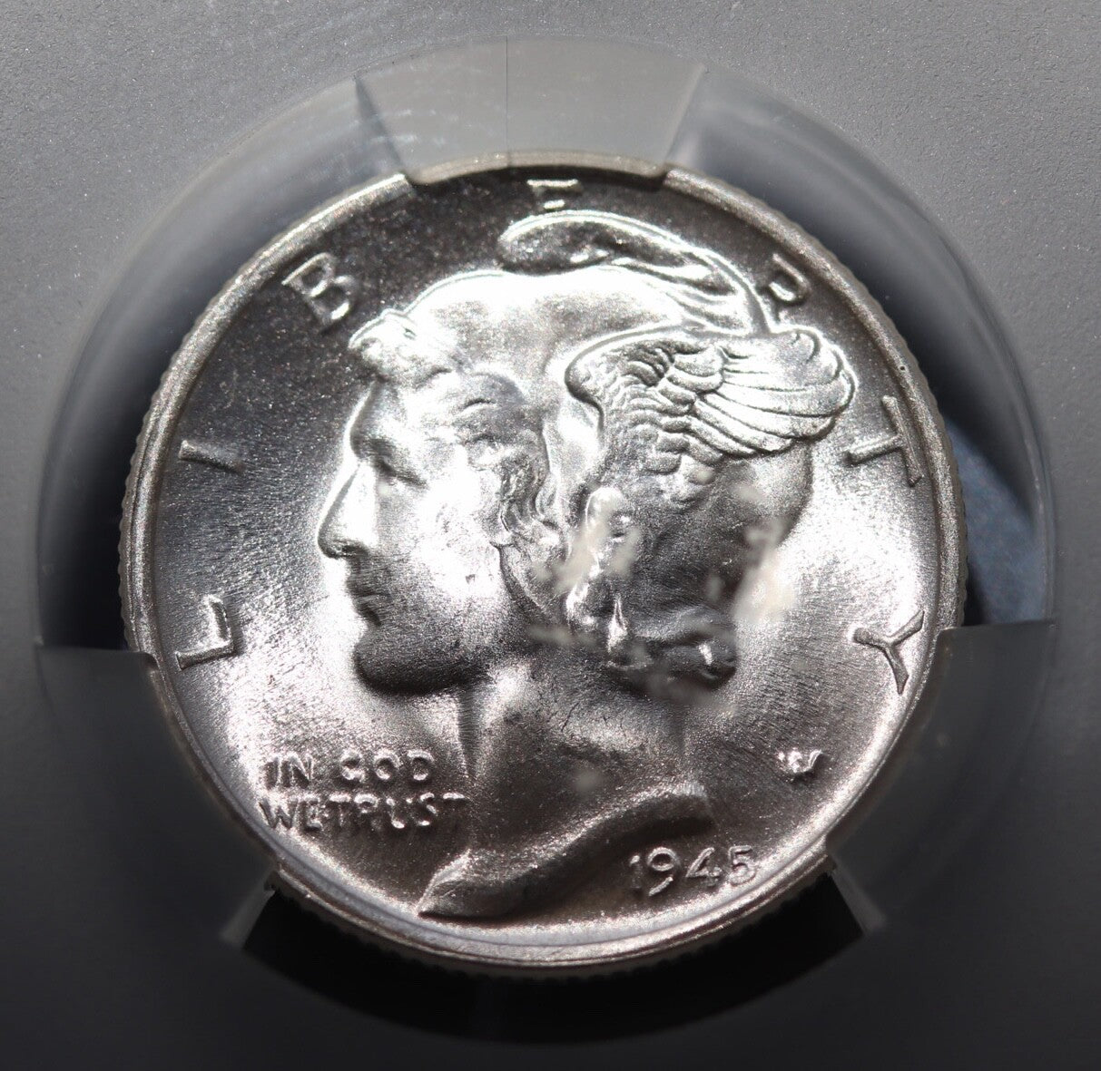 1945-S Mercury Dime Micro S 10C CAC MS65 Gem WWII San Fran