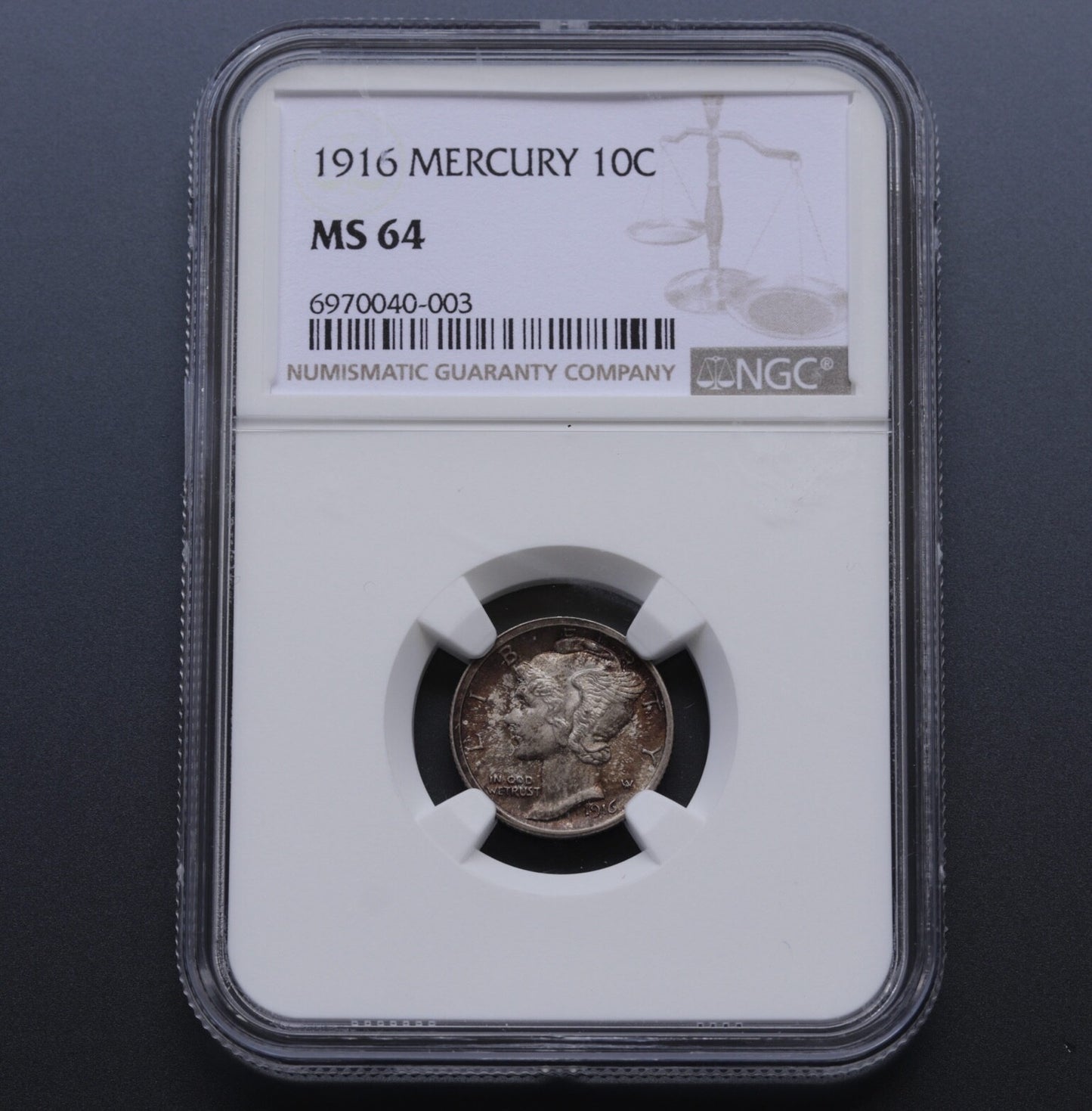 1916 Mercury Dime NGC MS64 10C Silver Coin First Year Issue