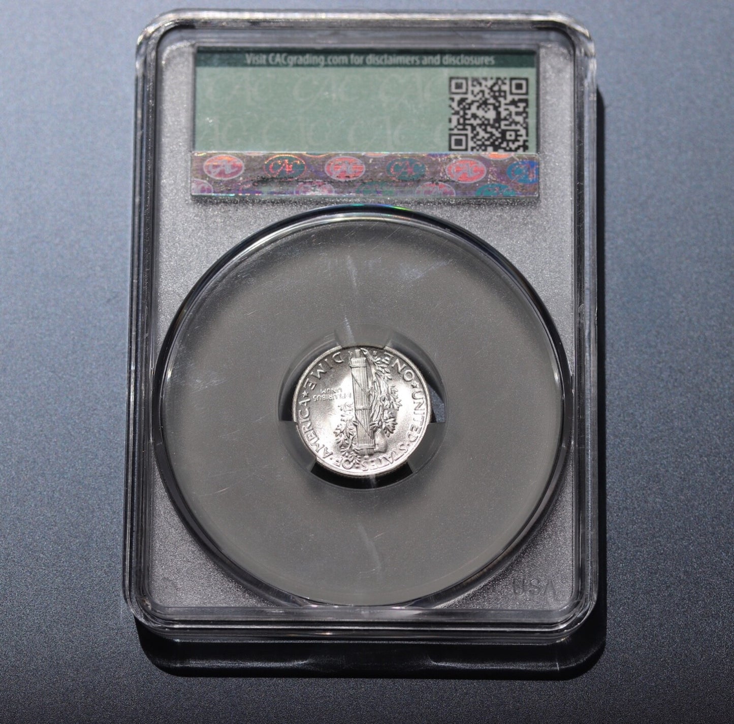 1945-S Mercury Dime Micro S 10C CAC MS65 Gem WWII San Fran
