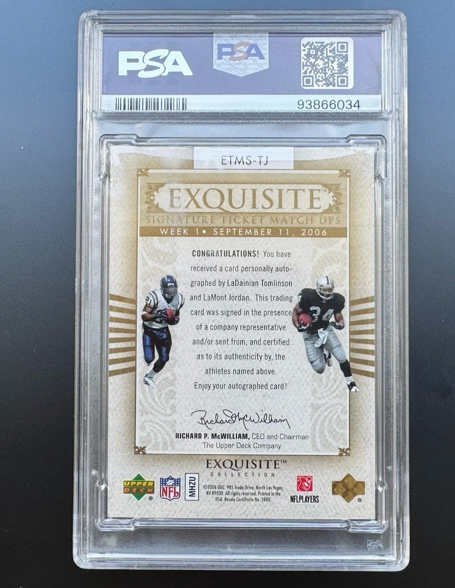 2006 UD Exquisite Ticket Matchup PSA 7 • Tomlinson & Jordan Auto /25 • Dual AFC