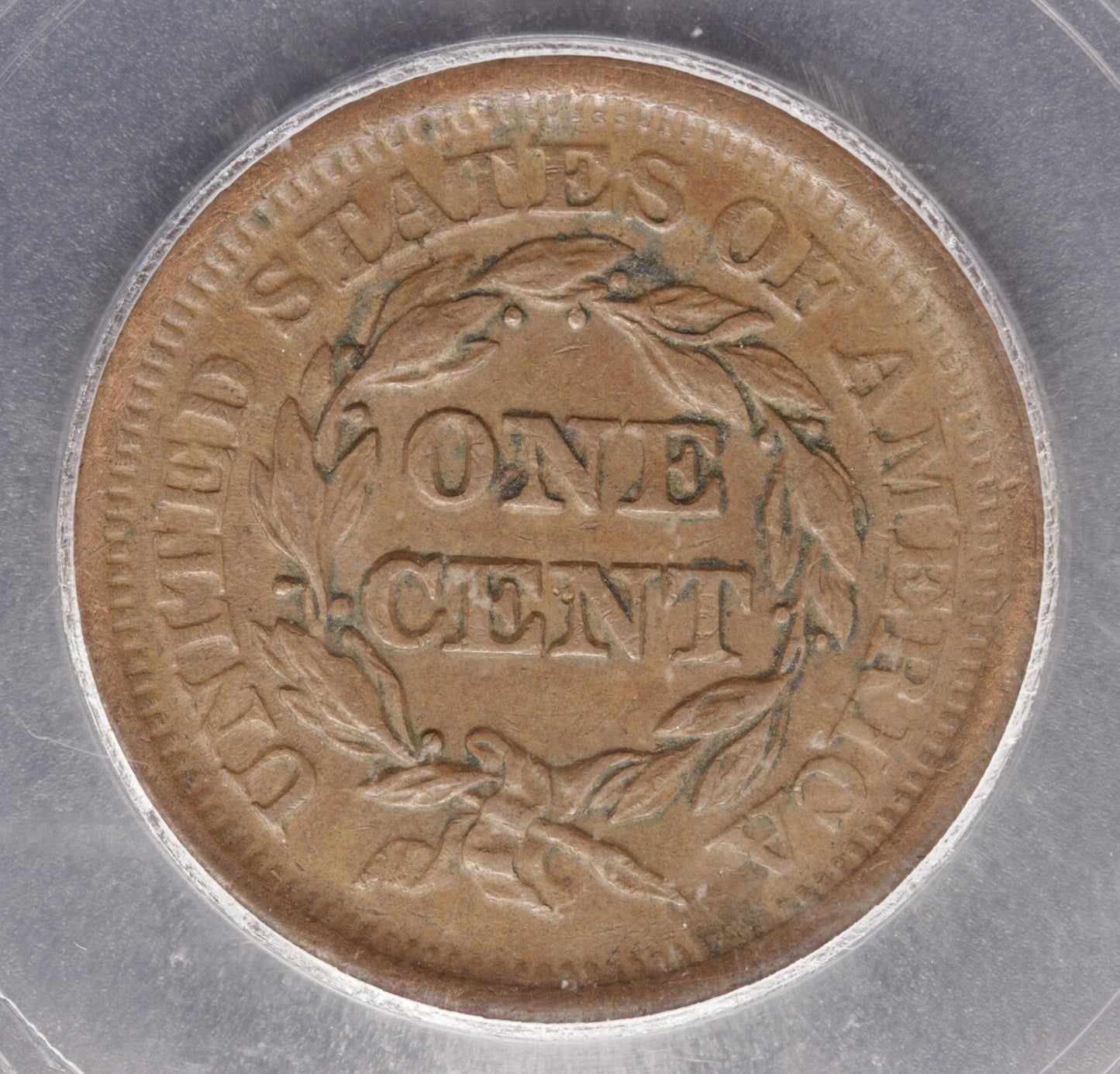 1851 Large Cent Liberty Head ICG AU58 Details Corroded Cleaned Copper Coin