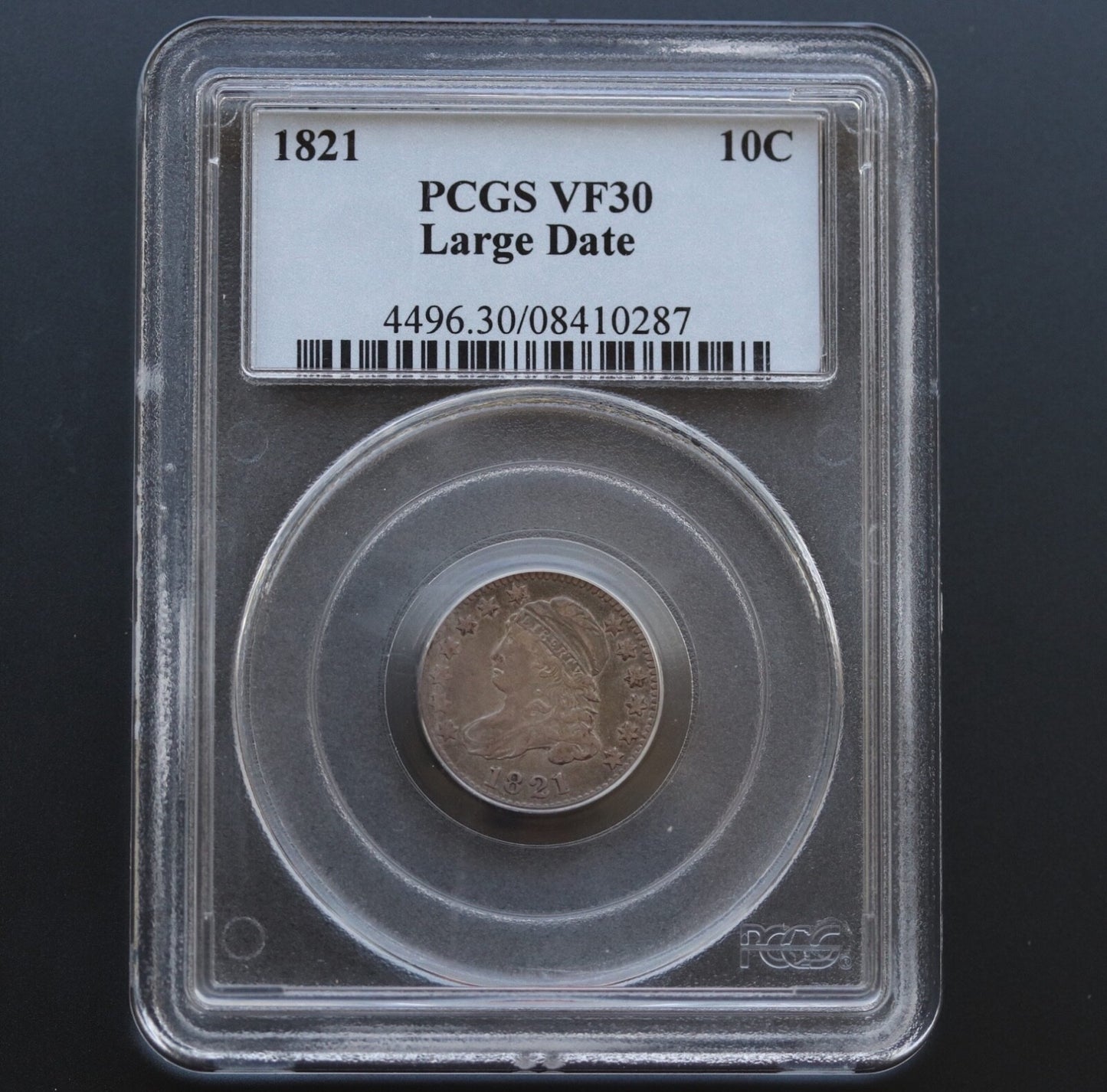 1821 Capped Bust Dime Large Date VF30 PCGS JR-1 R2 Scarce Early Silver 10C