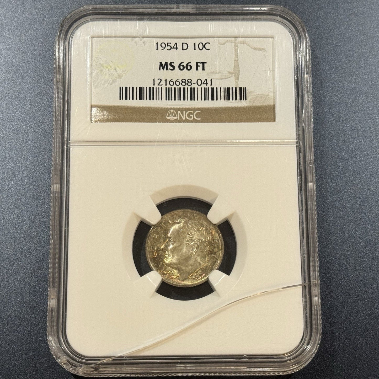 1954-D Roosevelt Dime MS66 FT NGC • Full Torch Bands