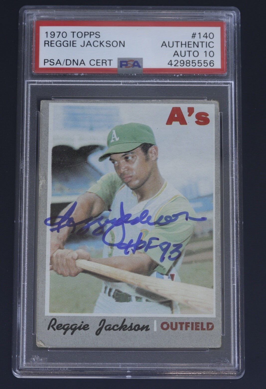 Signed 1970 Topps Reggie Jackson #140 PSA Authentic PSA/DNA Auto 10 A’s HOF 93