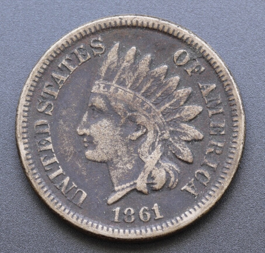 1861 Indian Head Cent Copper Nickel • Full LIBERTY - Civil War Era