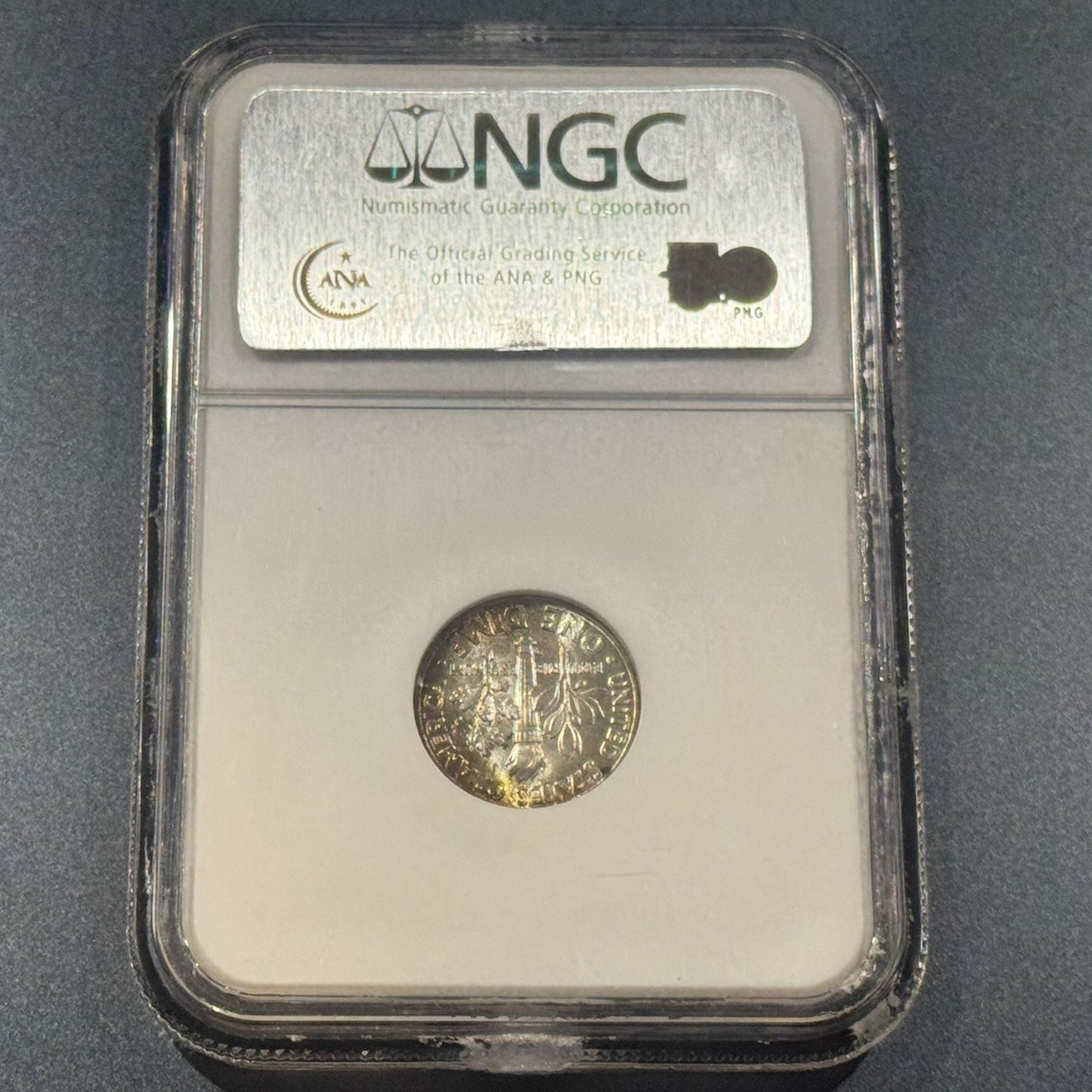 1964-D Roosevelt Dime MS66 NGC • Rainbow Toned • Final Year of 90% Silver