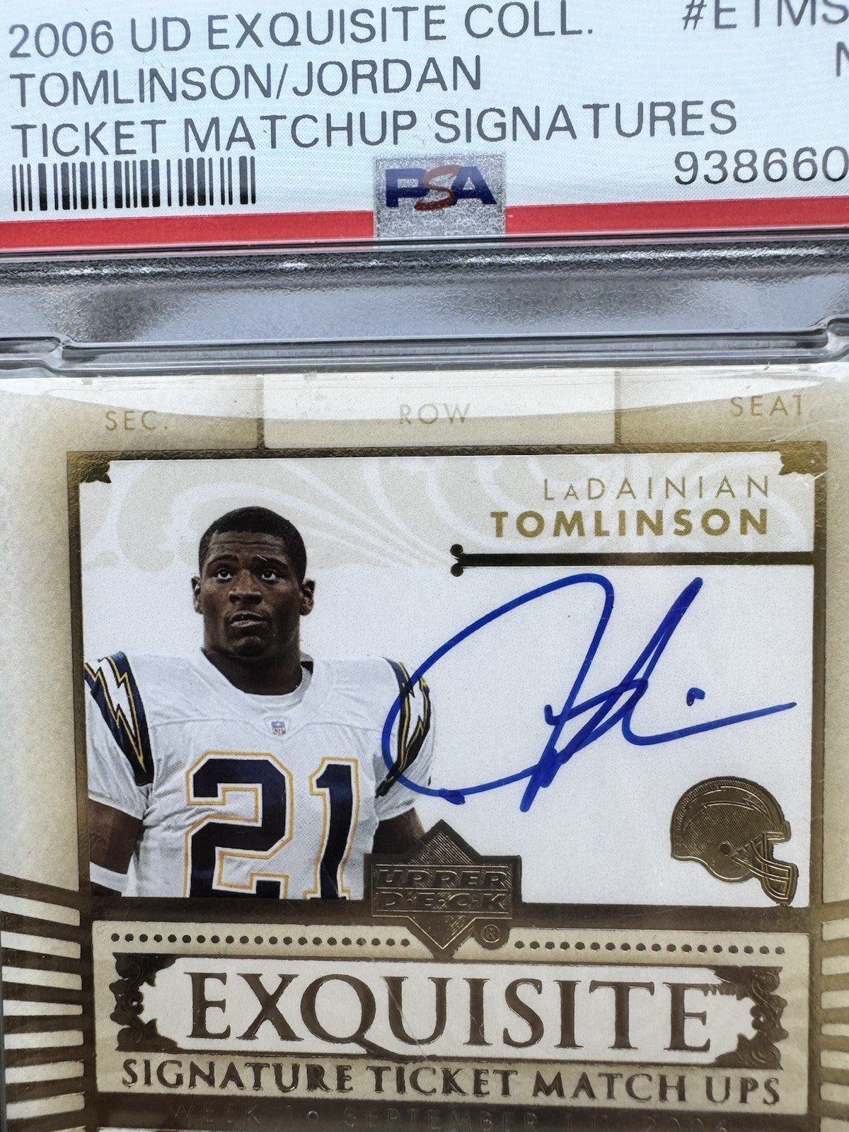 2006 UD Exquisite Ticket Matchup PSA 7 • Tomlinson & Jordan Auto /25 • Dual AFC
