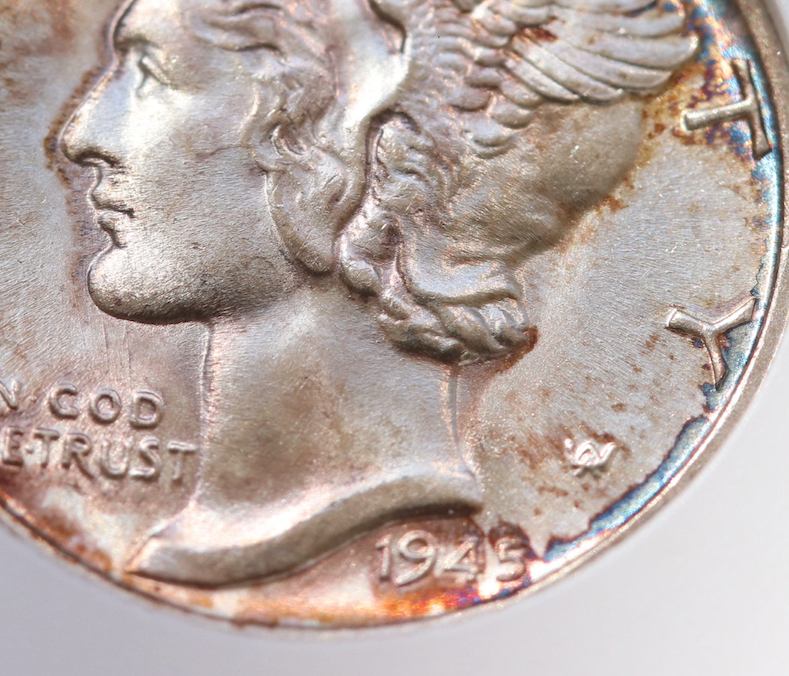 1945‑S Micro S Mercury Dime MS65 ANACS Soapbox Lustrous Toning Key Date