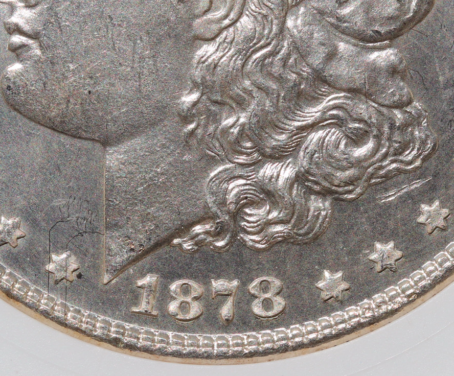 1878 7TF Morgan Silver Dollar VAM‑31 MS63 ANACS Soapbox Certified Scarce