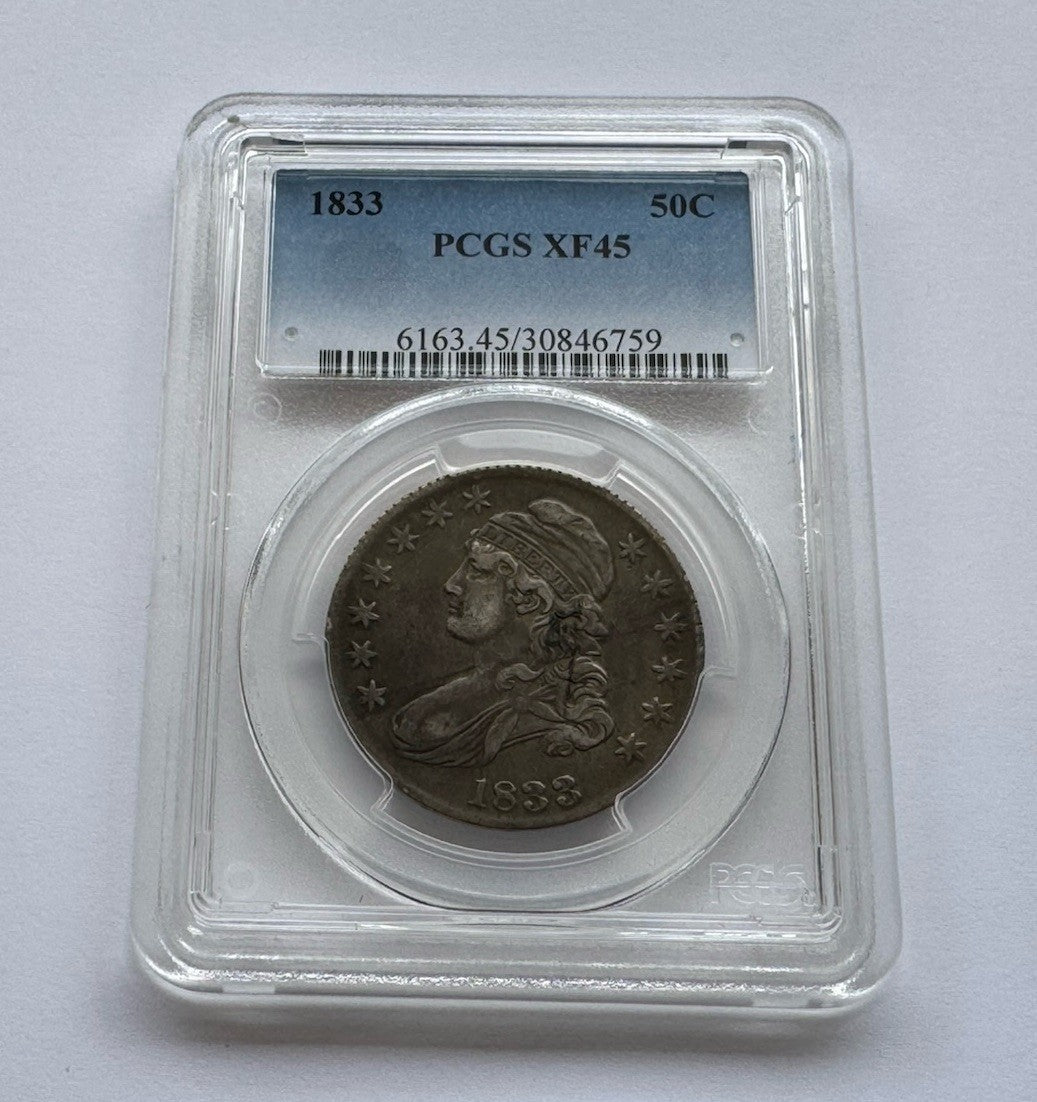 1833 Capped Bust Liberty Half Dollar 90% Silver PCGS XF45