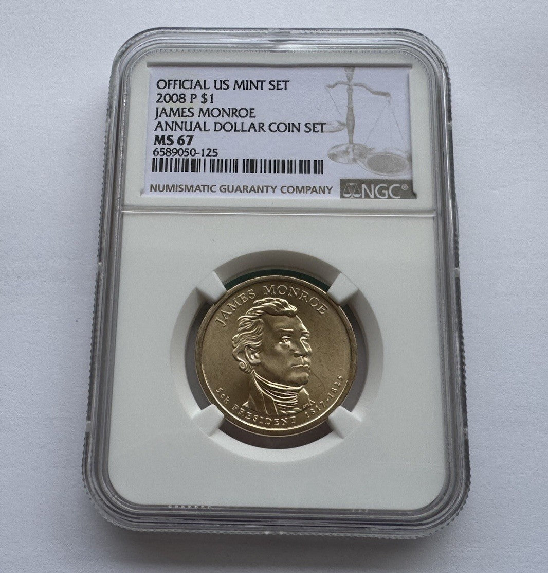 2008 P NGC MS67 James Monroe 5th President $1 US Mint Coin 2008-P MS-67