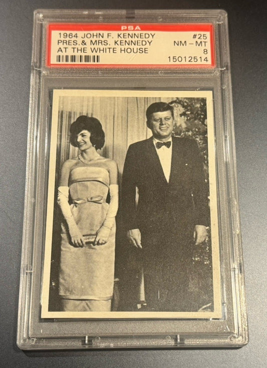 1964 JFK Card #25 Pres. & Mrs. Kennedy • PSA 8 NM-MT • At White House Appearance