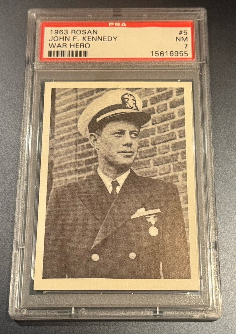 1963 Rosan JFK Card #5 War Hero • PSA 7 NM • PT-109 Naval Service Tribute