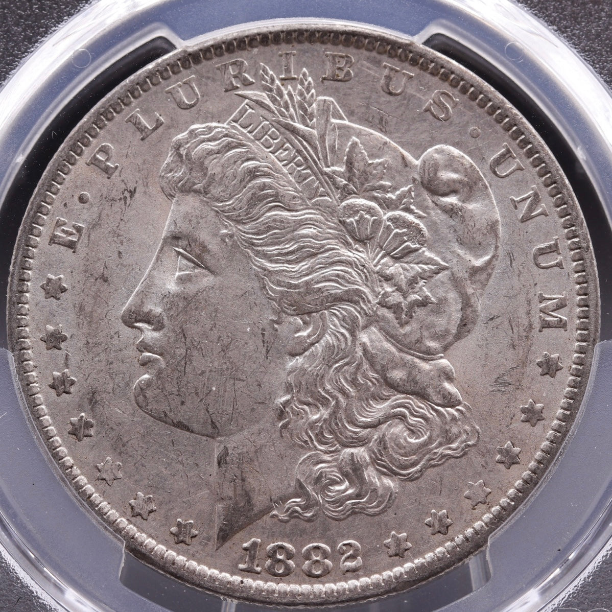 1882-O/S Morgan Dollar PCGS AU58 Weak Over Mint Mark Graded US Coin