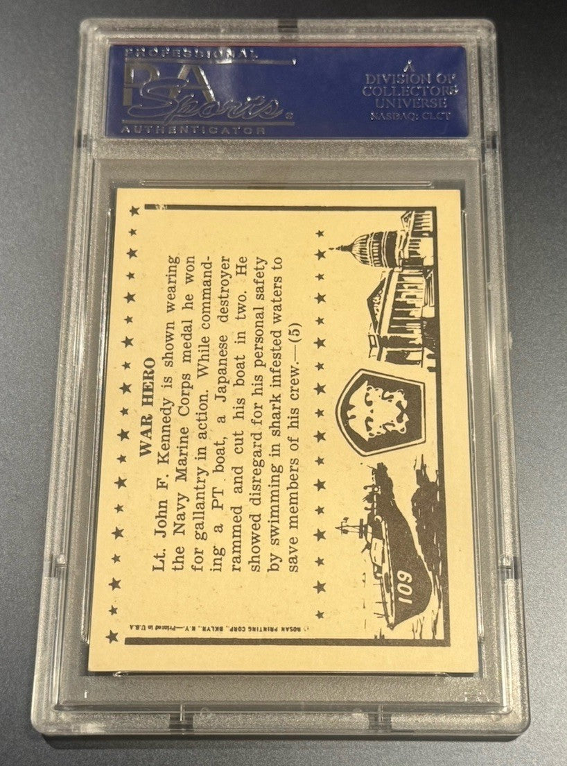 1963 Rosan JFK Card #5 War Hero • PSA 7 NM • PT-109 Naval Service Tribute