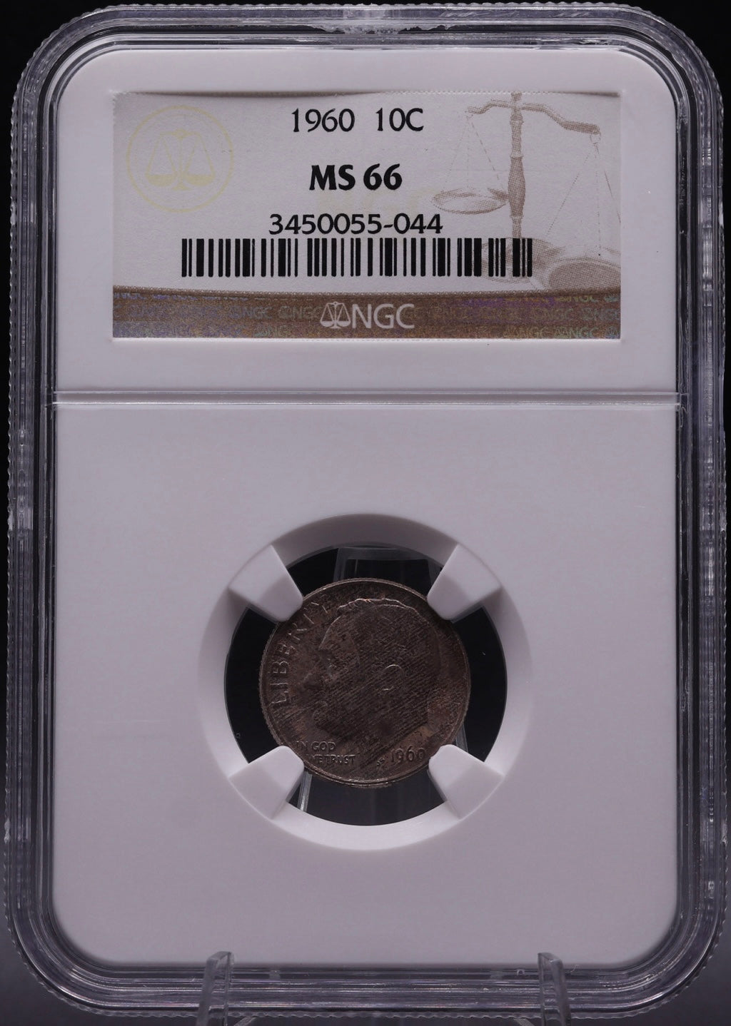 1960 Roosevelt Dime NGC MS66 • Interesting Toning • Brilliant Silver Gem BU