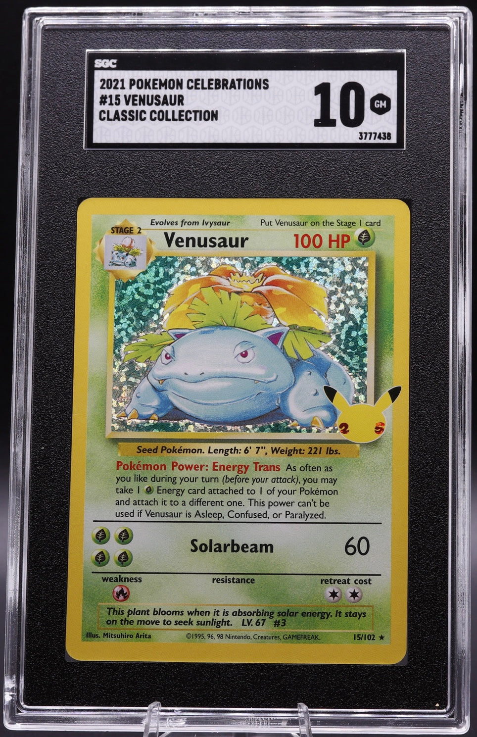 2021 Pokemon Celebrations Venusaur Base Set Reprint SGC 10 GEM MINT 15/102