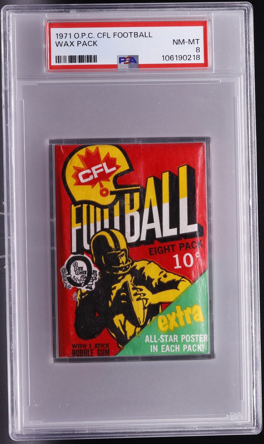 1971 O-Pee-Chee CFL Football Wax Pack PSA 8 NM-MT Sealed All-Star Poster