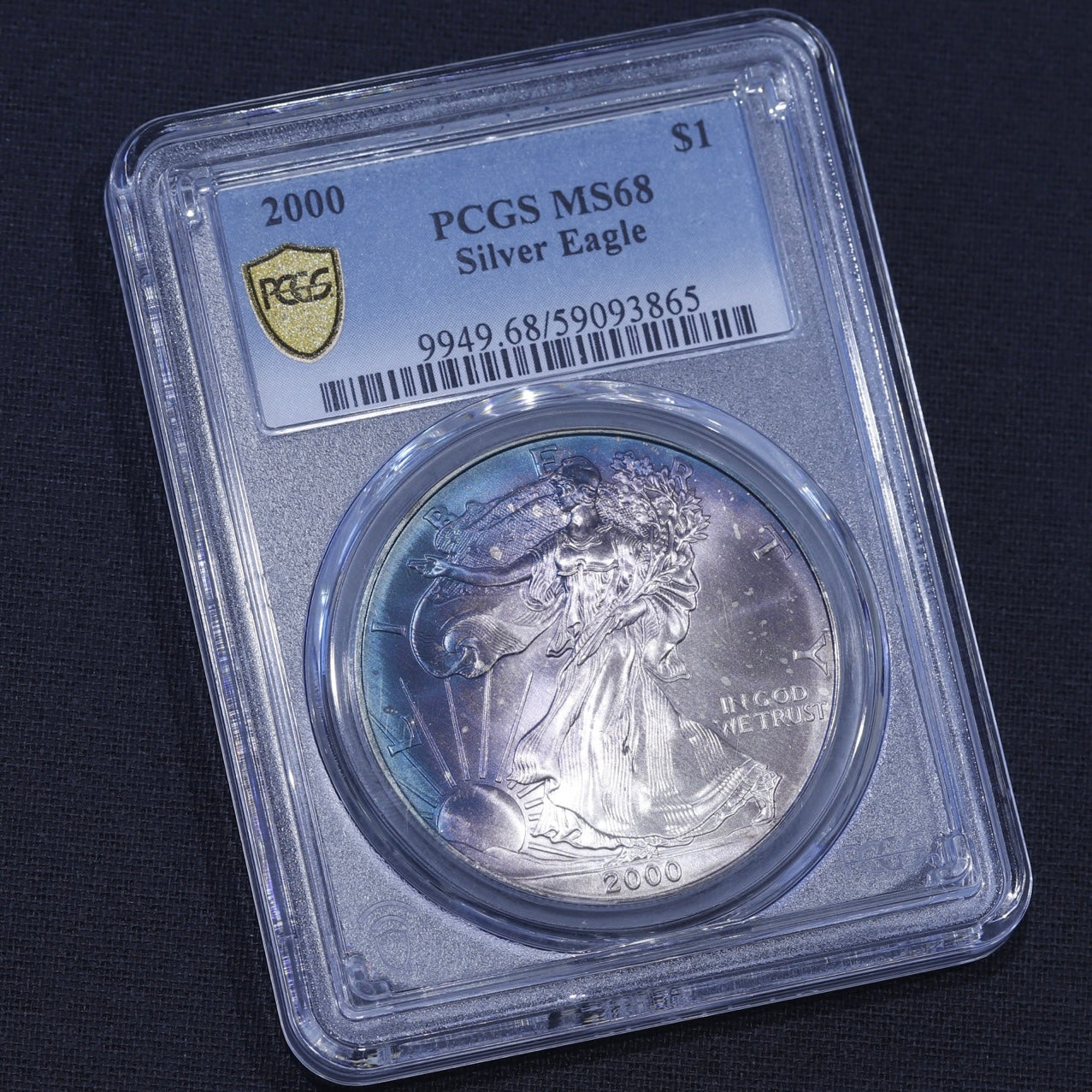 2000 Silver Eagle PCGS MS68 • Vibrant Toning • Collector-Grade Eye Appeal