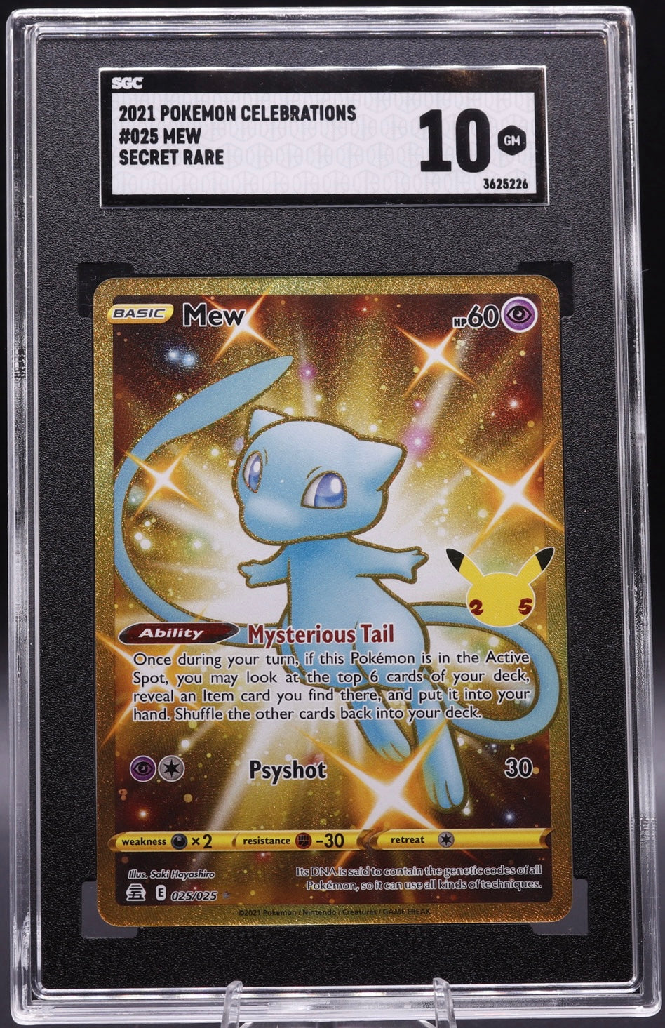 2021 Pokemon Celebrations Mew SECRET RARE SGC 10 GEM MINT SWSH 025/025
