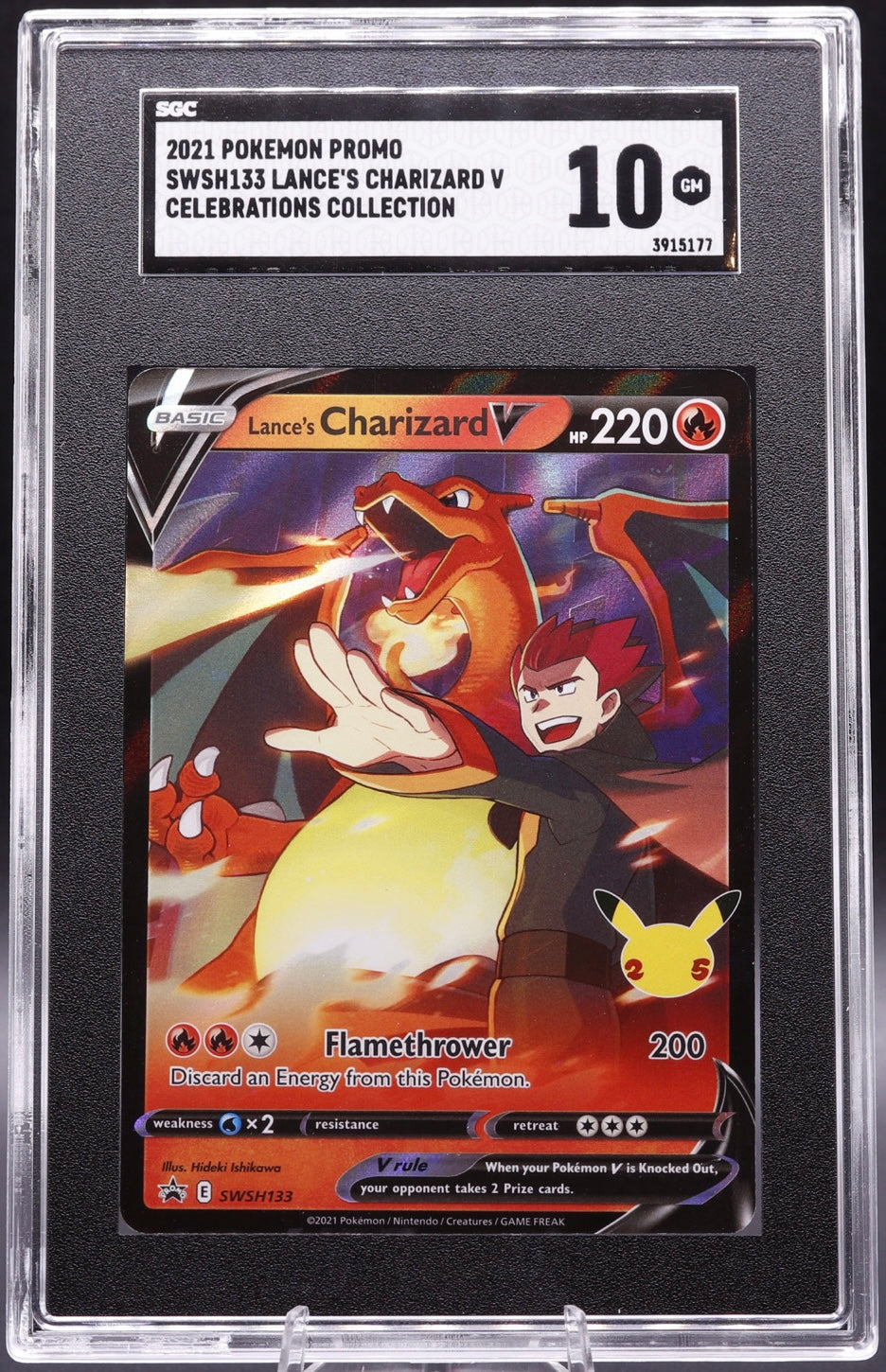 2021 Pokemon SWSH Black Star Promo Lance's Charizard V 10 GEM MINT SWSH133