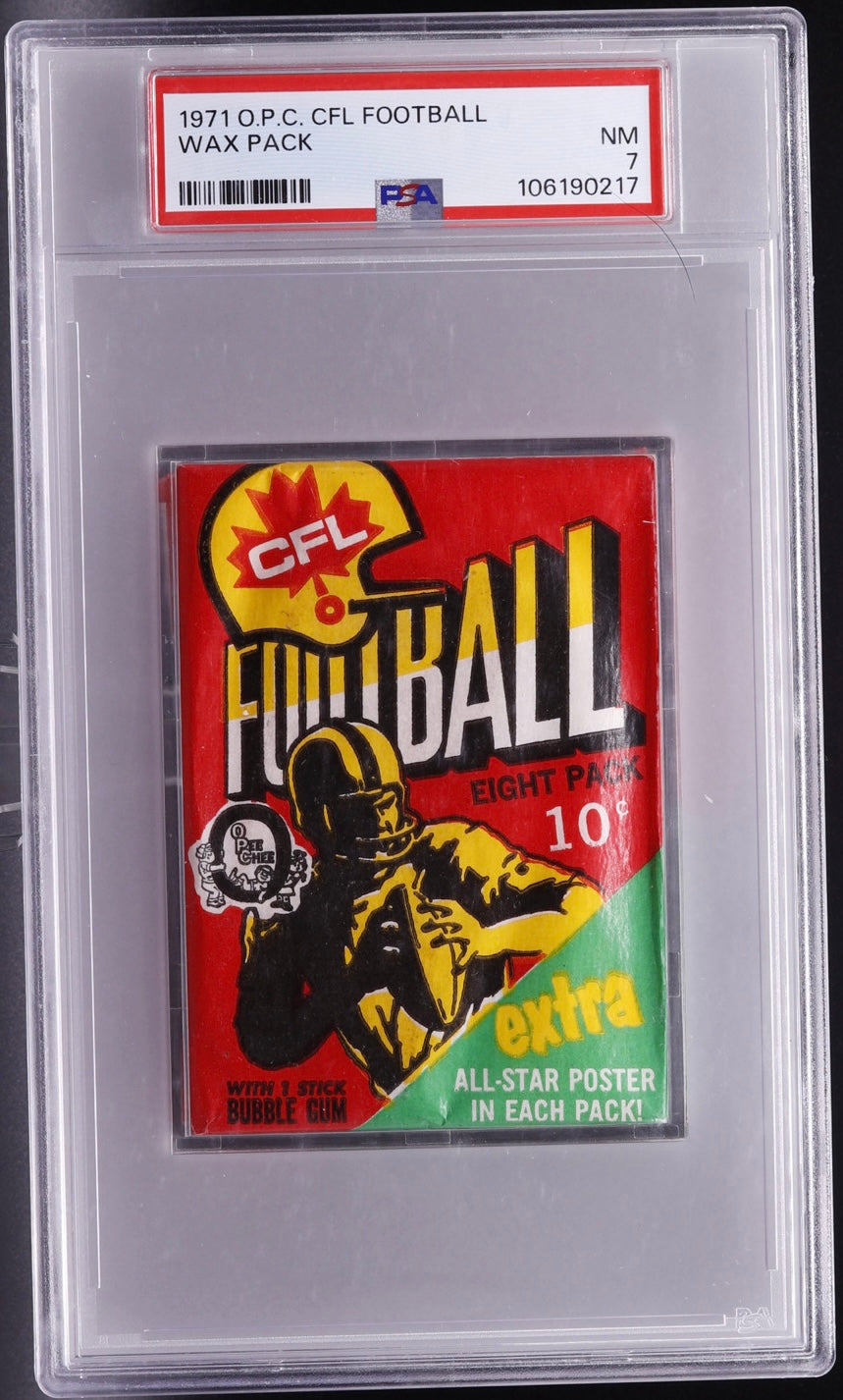 1971 O-Pee-Chee CFL Football Wax Pack PSA 7 NM-MT Sealed All-Star Poster