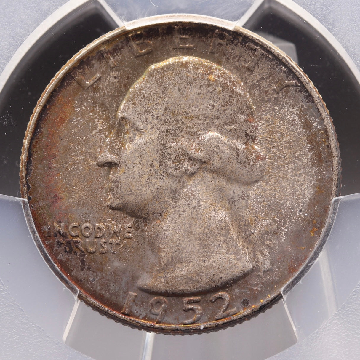 1952-S Washington Quarter PCGS MS67+ CAC • Multi-Color Toned Gem