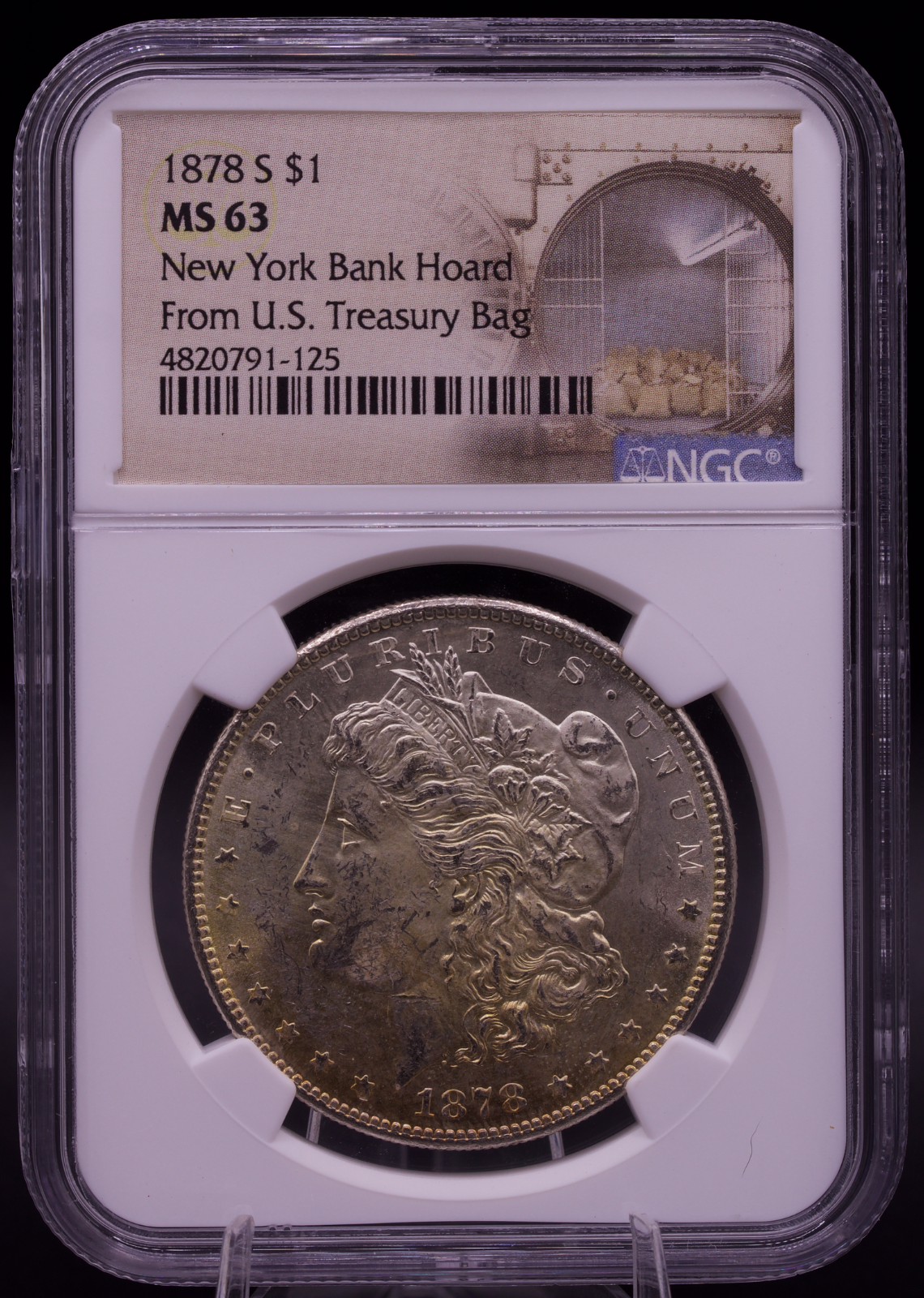 1878-S Morgan Silver Dollar NGC MS63 New York Bank Hoard Treasury Bag