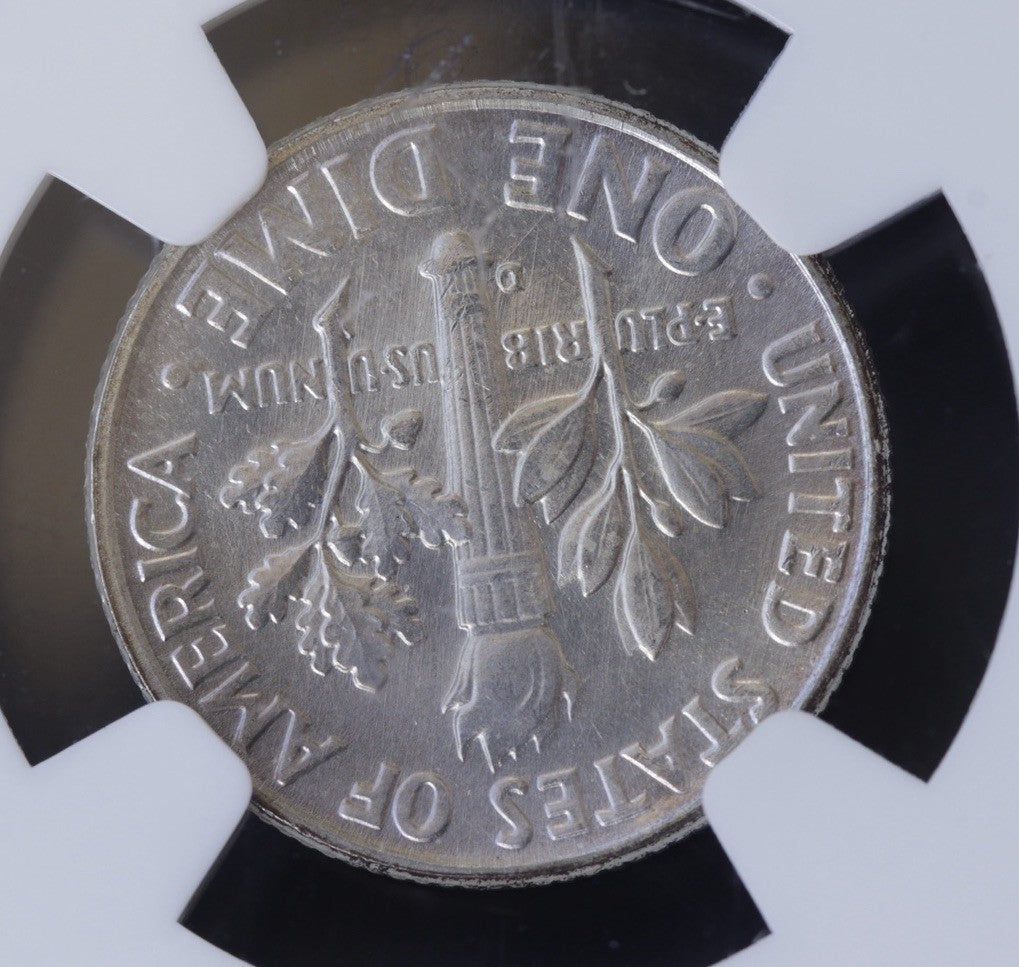 1963-D Roosevelt Dime MS66 NGC • Rims Toned in Fire Red & Golden Hues • Gem BU
