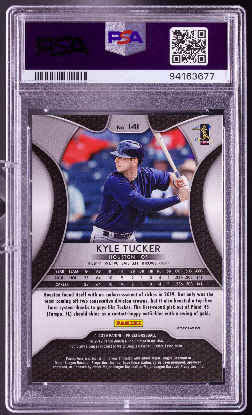2019 Panini Prizm Kyle Tucker Blue Prizm Rookie RC PSA 10 GEM MT #141