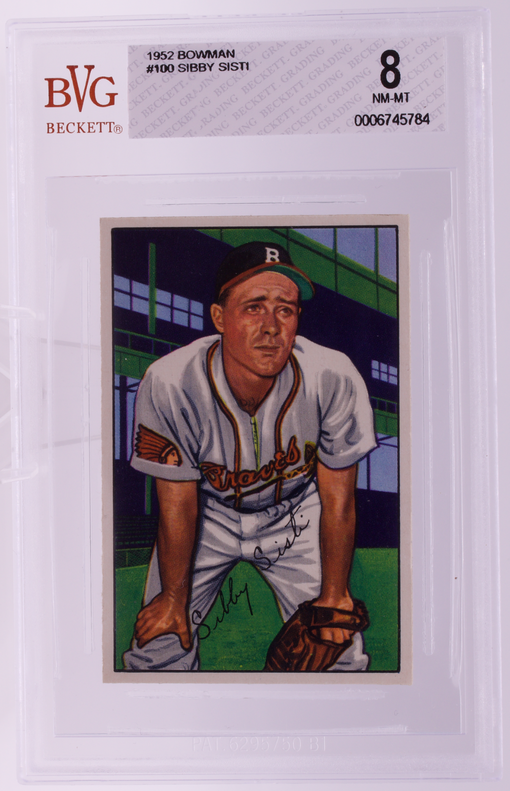 1952 Bowman Sibby Sisti #100 BVG 8 NM-MT Boston Braves The Natural Actor