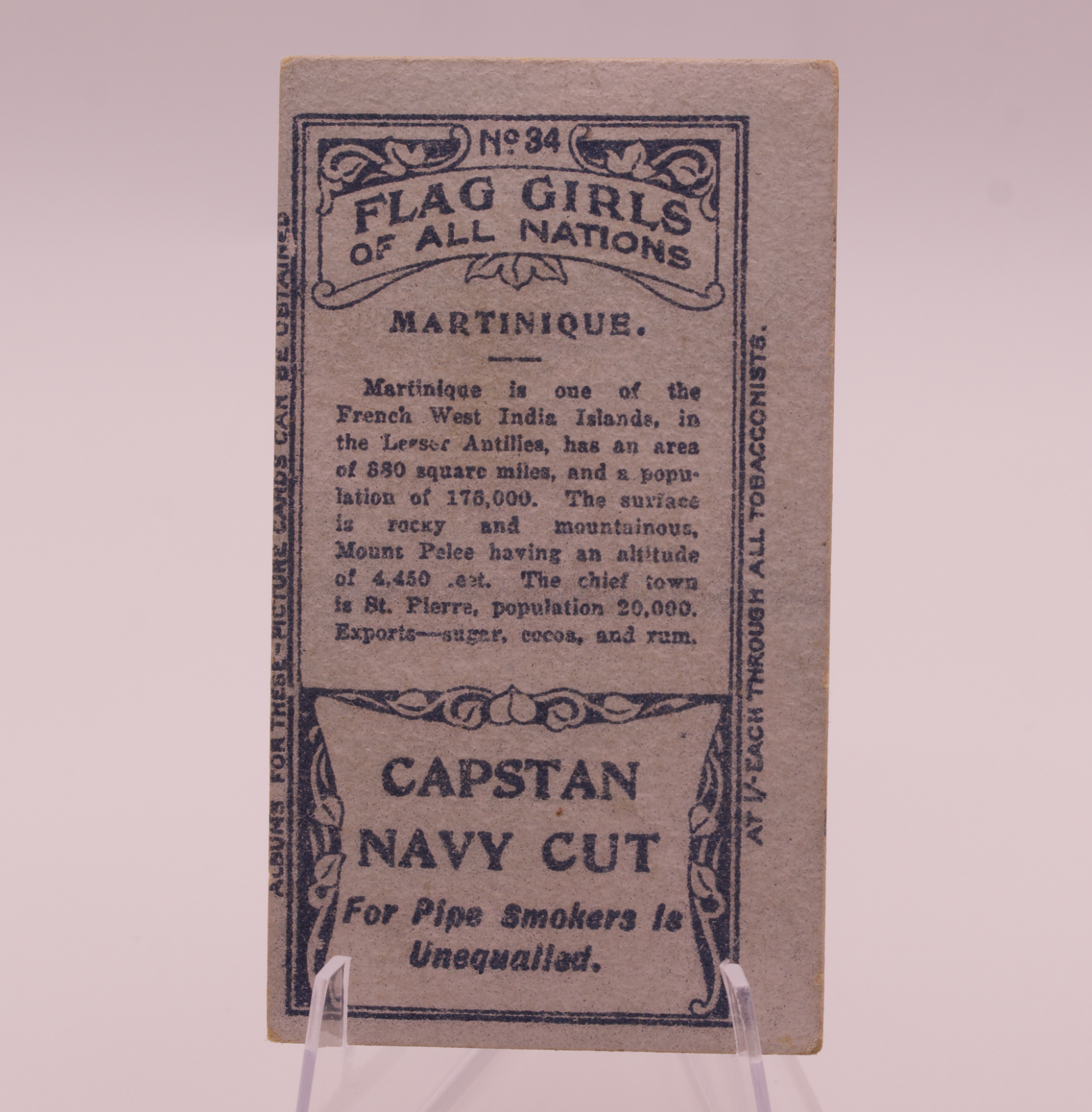 1908 Wills Flag Girls of All Nations #34 MARTINIQUE Capstan Navy Cut Tobacco