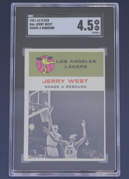 1961 Fleer Jerry West IA #66 SGC 4.5 VG‑EX+ Lakers HOF Vintage NBA Card